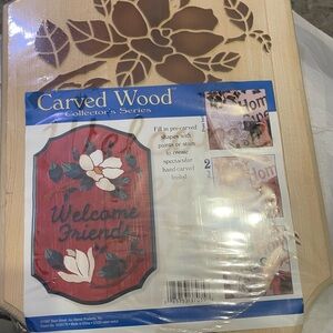 Carved Wood Collector's Series Plaque “Welcome Friends “